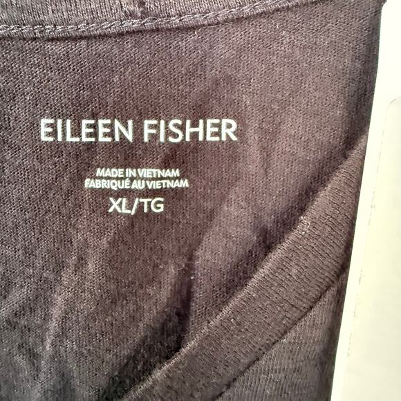 NEW!!! Eileen Fisher Size XL Black T-Shirt Organic Cotton V Neck - Picture 5 of 11